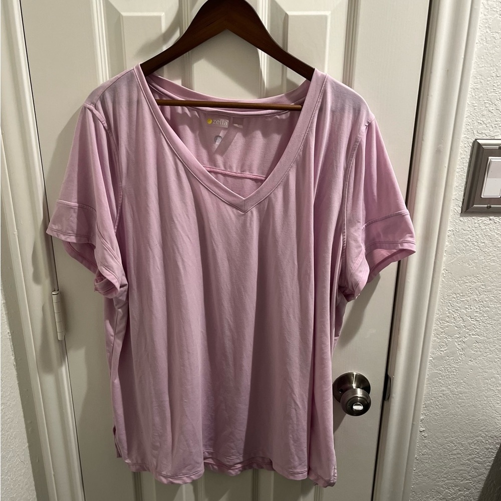 Zella Pink V Neck Active Shirt- New Without Tags- 3X